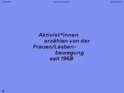 Berlin in Bewegung – Aktivist*innen erzählen von der Frauen/Lesbenbewegung nach 1968