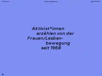 Berlin in Bewegung – Aktivist*innen erzählen von der Frauen/Lesbenbewegung nach 1968